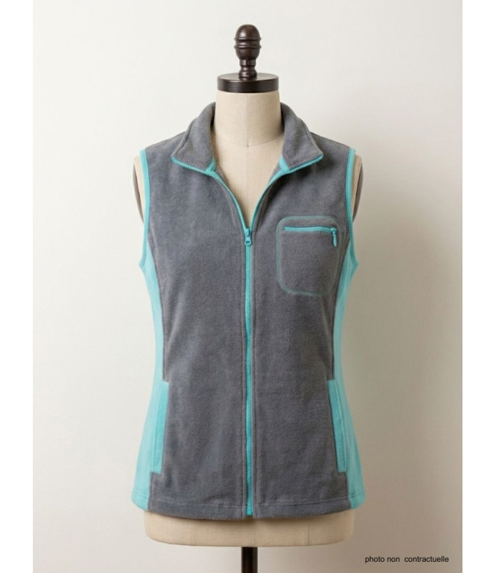 Gilet Polaire Femme Sans Manches Gris Turquoise : Chaleur et Style