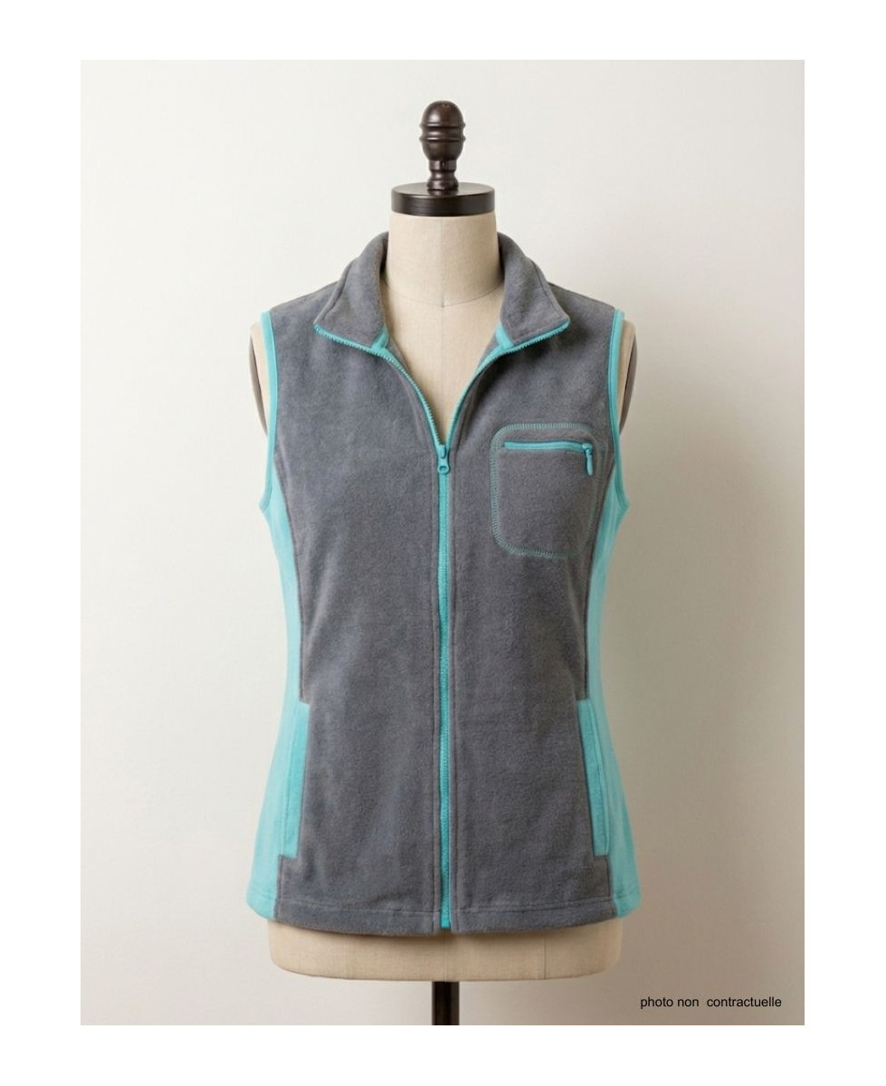 Gilet Polaire Femme Sans Manches Gris Turquoise : Chaleur et Style
