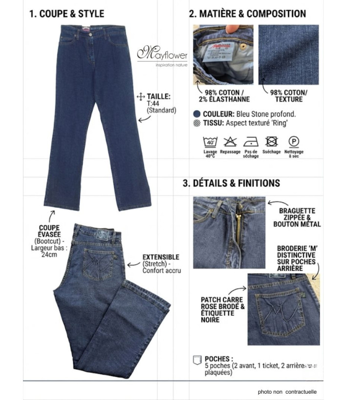 Jean Bootcut Femme Mayflower M957 : Confort Stretch & Taille Haute