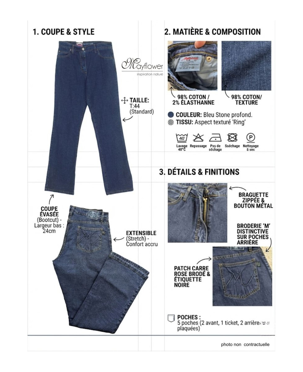 Jean Bootcut Femme Mayflower M957 : Confort Stretch & Taille Haute
