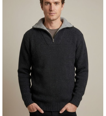 Pull col camionneur CHALLENGER PRIMO5 – Gris/noir chaud