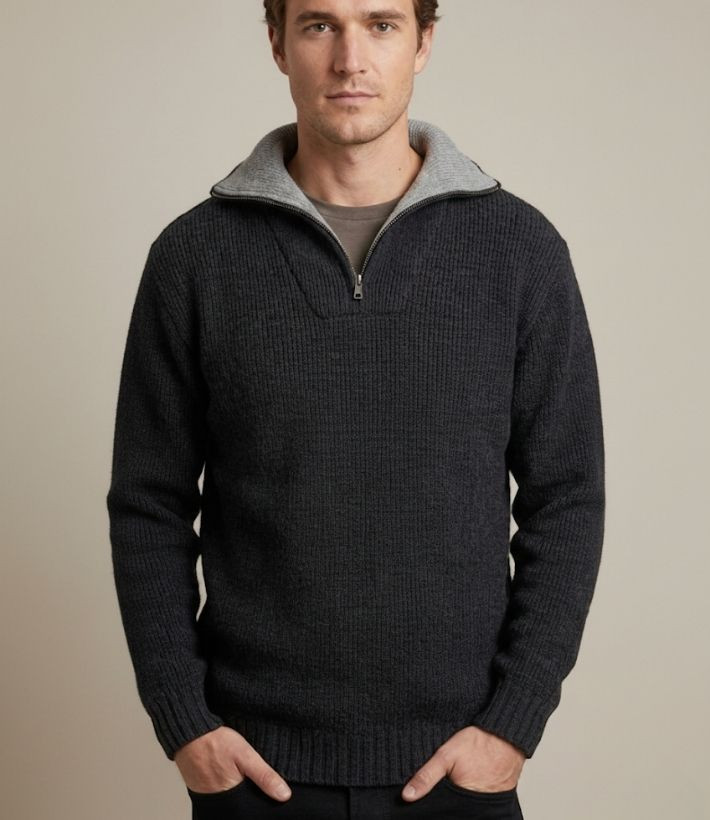 Pull col camionneur CHALLENGER PRIMO5 – Gris/noir chaud