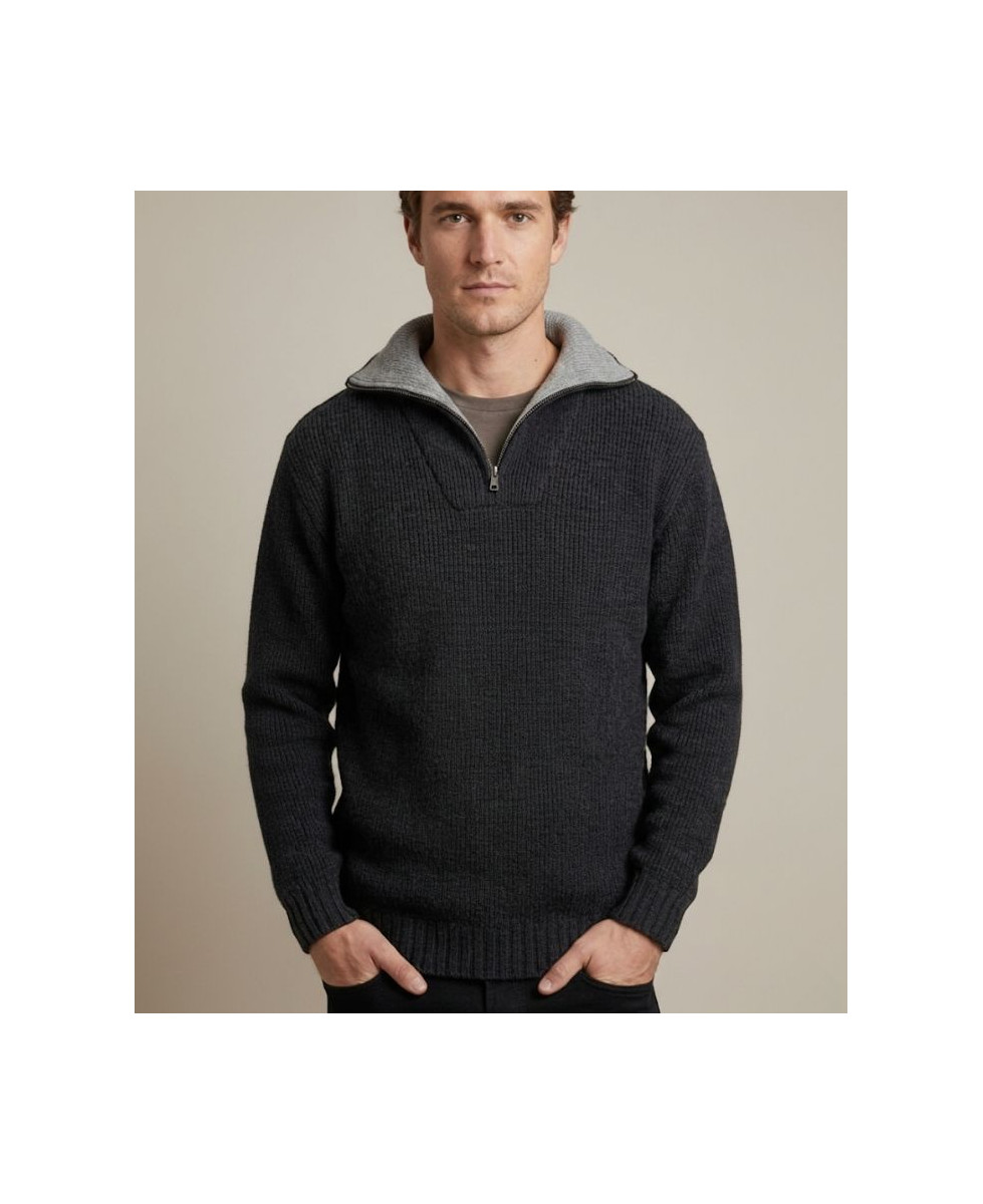 Pull col camionneur CHALLENGER PRIMO5 – Gris/noir chaud