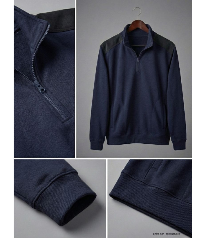 Sweat Col Camionneur Homme Pierro6 - Challenger Bleu Marine