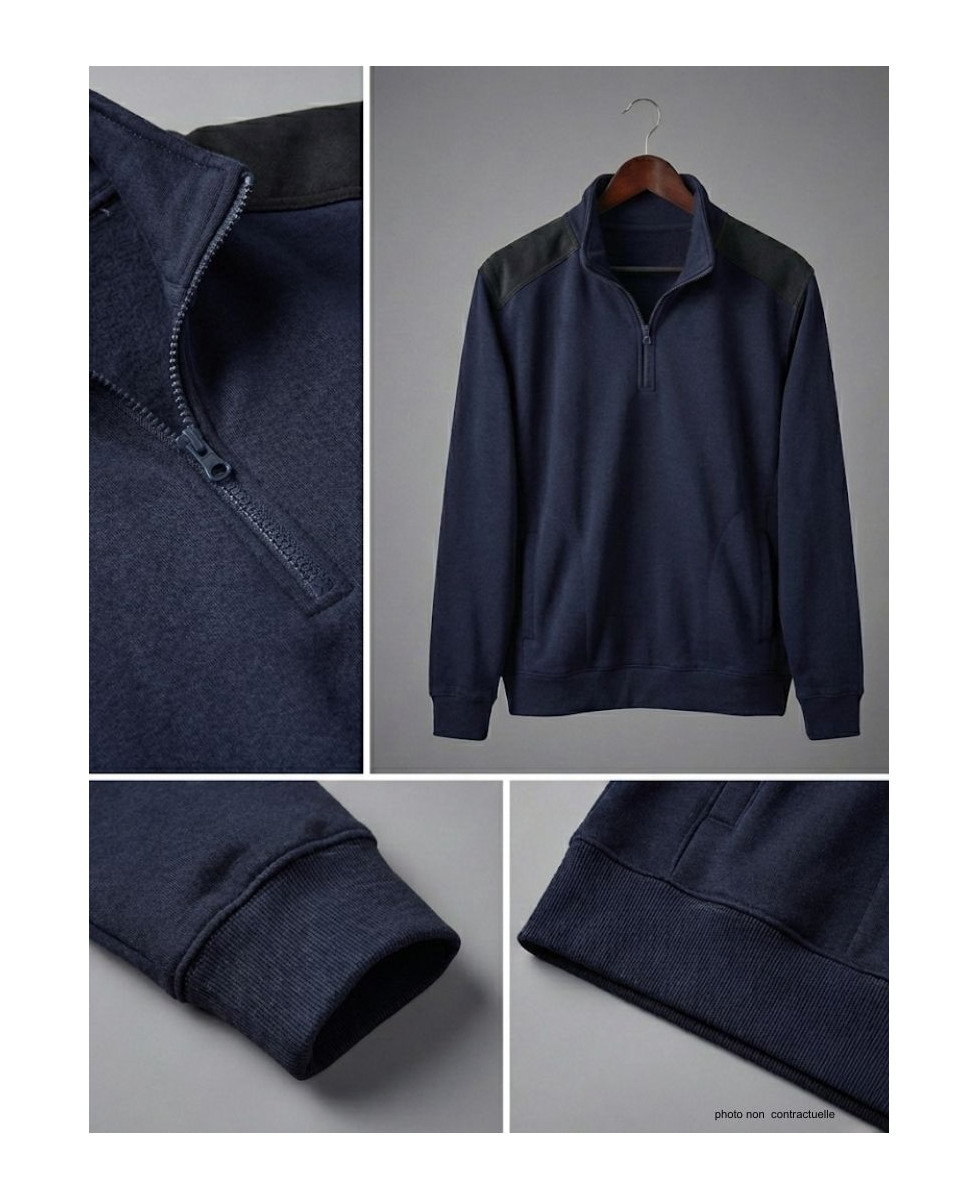 Sweat Col Camionneur Homme Pierro6 - Challenger Bleu Marine