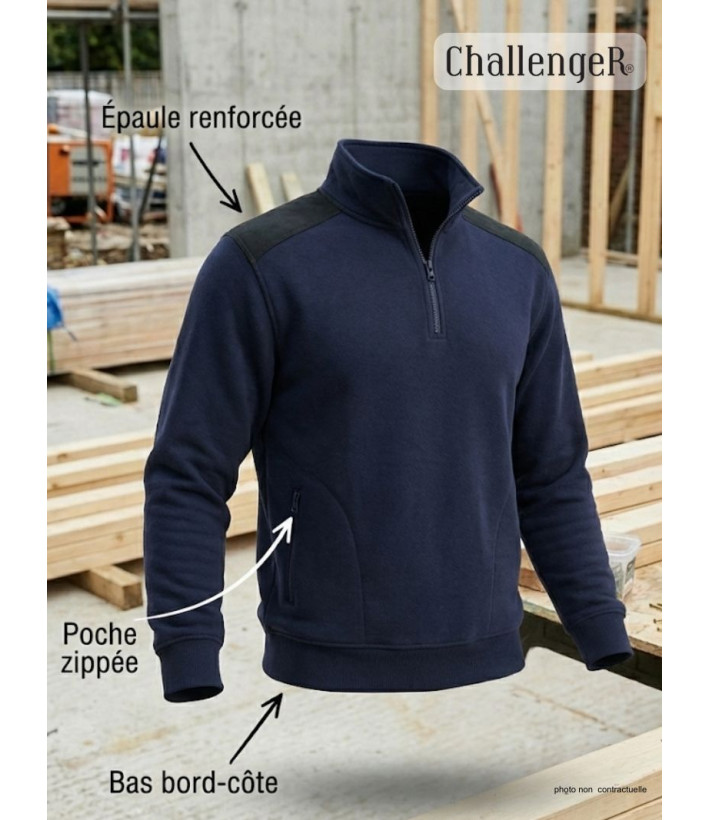 Sweat Col Camionneur Homme Pierro6 - Challenger Bleu Marine