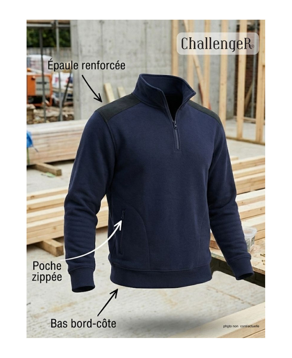 Sweat Col Camionneur Homme Pierro6 - Challenger Bleu Marine