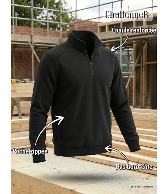 Sweat Col Camionneur Homme Pierro6 - Challenger Noir