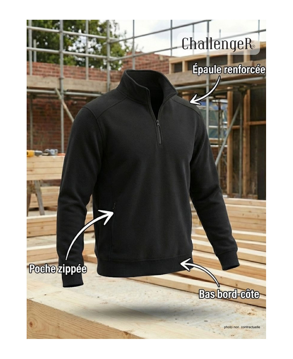 Sweat Col Camionneur Homme Pierro6 - Challenger Noir