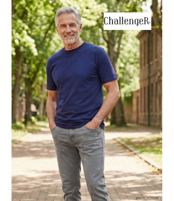 Tee-shirt Col Rond Challenger F110 - Coton Peigné Bleu Marine