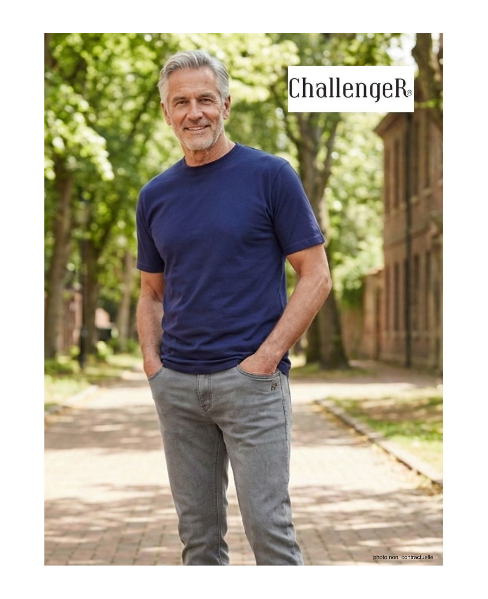 Tee-shirt Col Rond Challenger F110 - Coton Peigné Bleu Marine