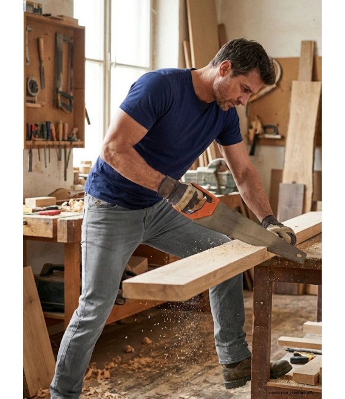 Tee-shirt Col Rond Challenger F110 - Coton Peigné Bleu Marine