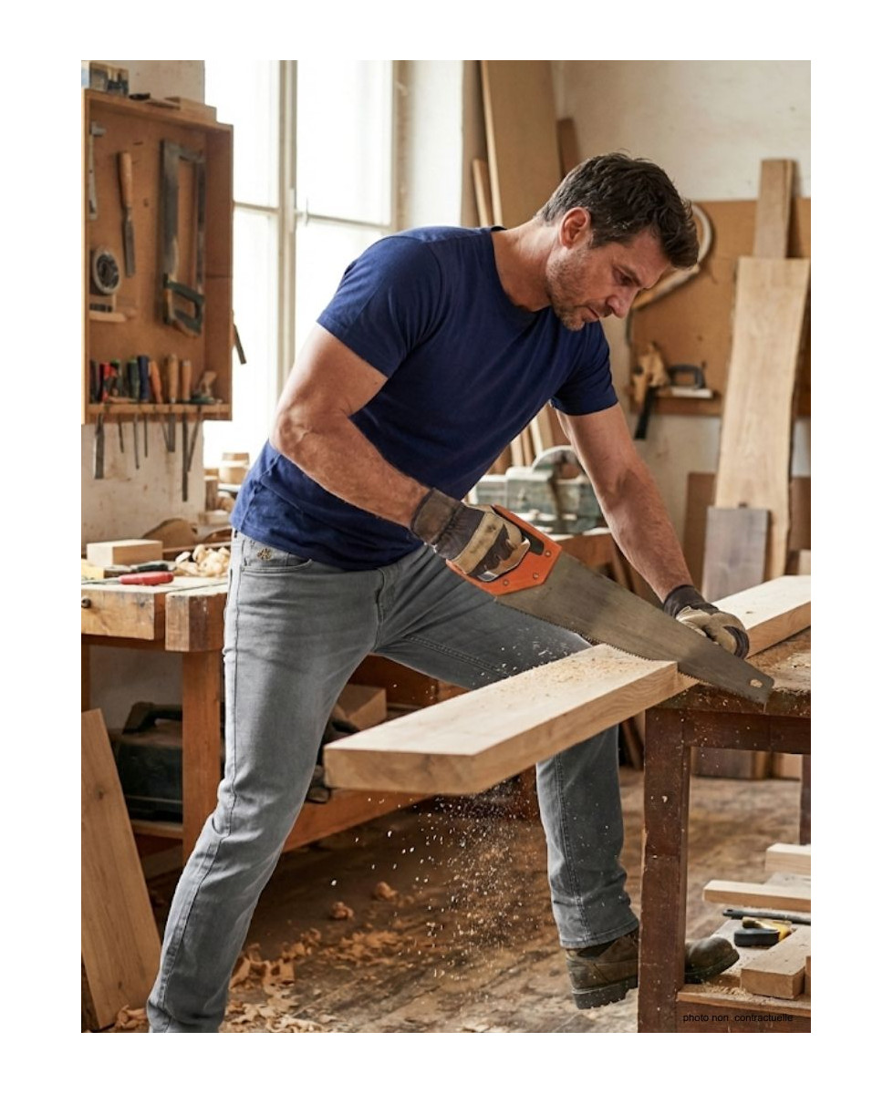 Tee-shirt Col Rond Challenger F110 - Coton Peigné Bleu Marine