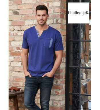 Tee-shirt Col Boutonné Homme Sierra2 - Challenger Bleu Indigo
