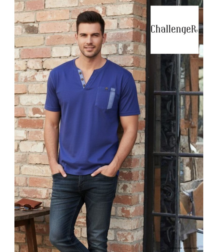 Tee-shirt Col Boutonné Homme Sierra2 - Challenger Bleu Indigo