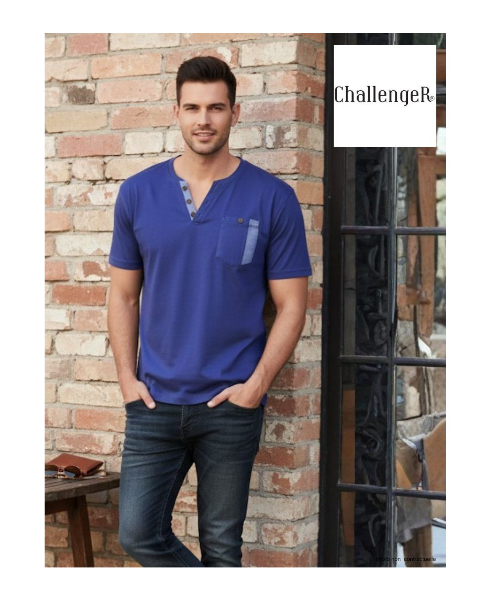 Tee-shirt Col Boutonné Homme Sierra2 - Challenger Bleu Indigo