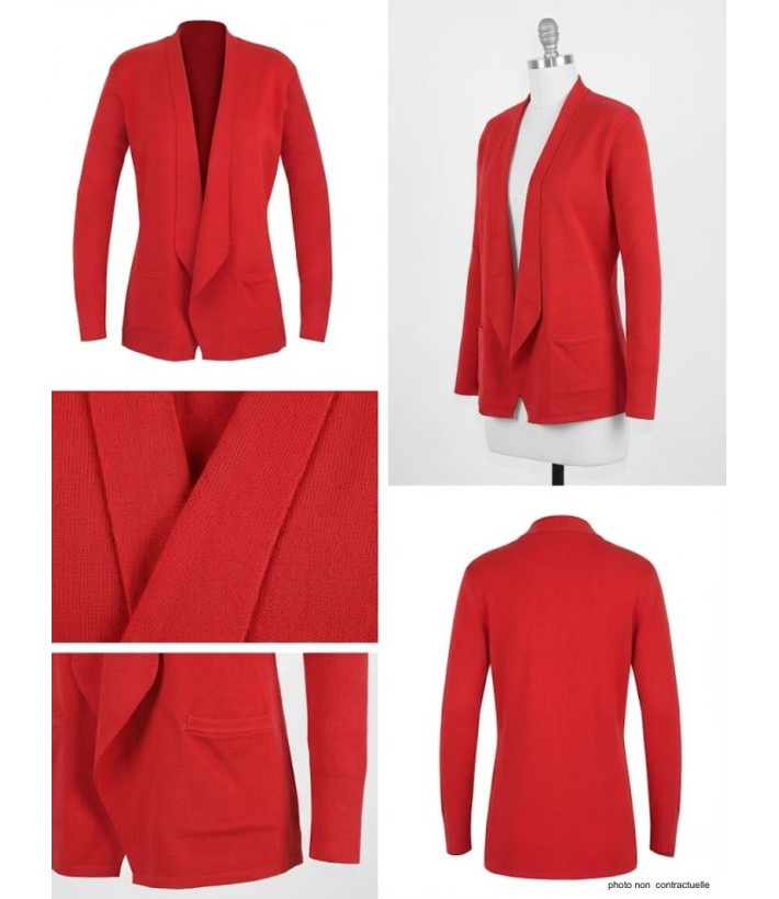 Gilet Blazer Femme Rouge PULF2005C - Élégance & Confort