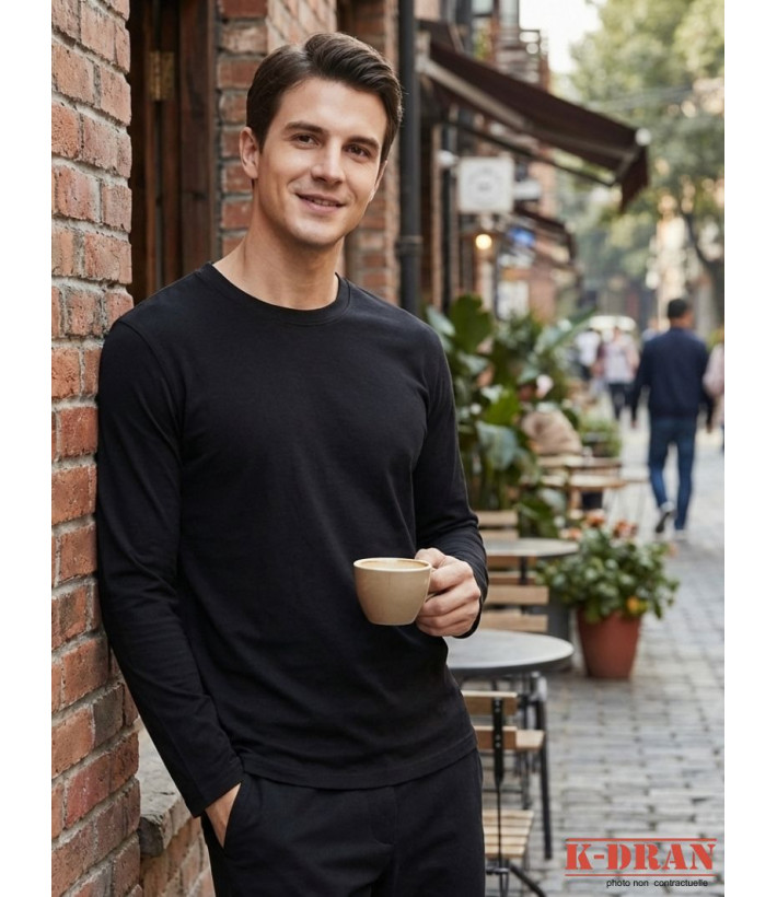 Tee-shirt Manches Longues Homme K-Dran KH0008N - Noir Acrylique