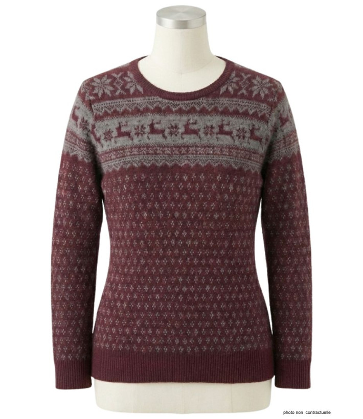 Pull Jacquard Femme Mayflower Colombe1 - Motifs Hiver Bordeaux