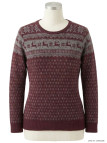 Pull Jacquard Femme Mayflower Colombe1 - Motifs Hiver Bordeaux