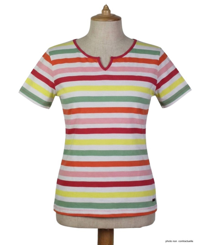Tee-shirt Femme Mayflower Echo1r - Rayures Multicolores & Col Fantaisie