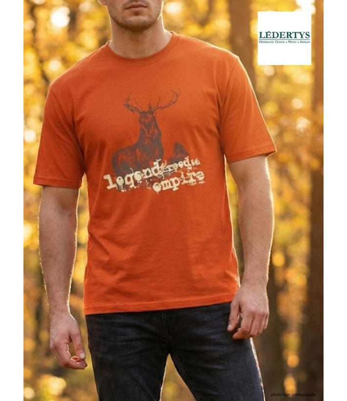 Tee-shirt Chasse Orange Ledertys LY0599O avec Motif Cerf