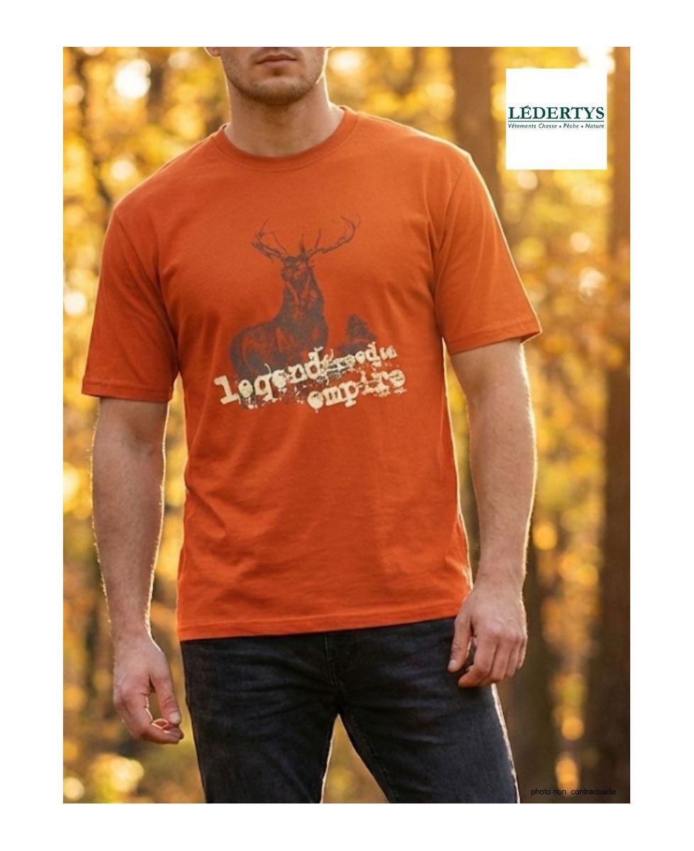 Tee-shirt Chasse Orange Ledertys LY0599O avec Motif Cerf