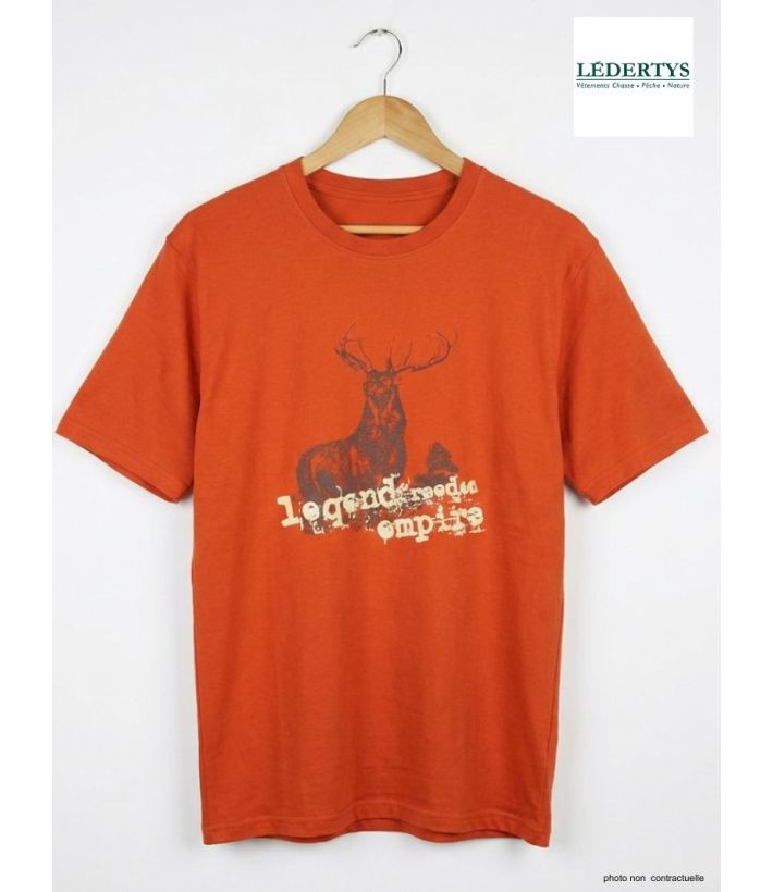 Tee-shirt Chasse Orange Ledertys LY0599O avec Motif Cerf