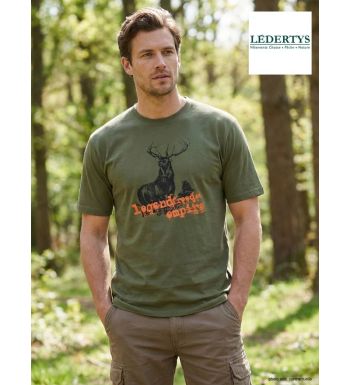 Tee-shirt Chasse Homme Ledertys LY0599K Kaki avec Motif Cerf
