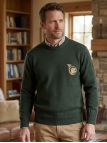 Pull Ras du Cou Homme Ledertys Kaki avec Broderie Sanglier