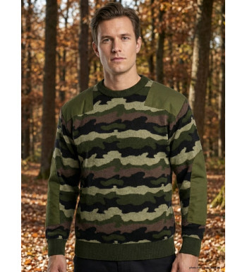 Pull Chasse Camouflage Ledertys Homme - Laine & Acrylique