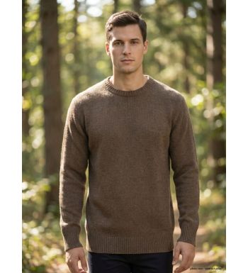 Pull Ras du Cou Homme Ledertys Marron en Maille Perlée