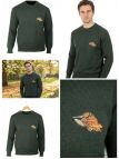 Pull Ras du Cou Homme Ledertys Kaki avec Broderie Bécasse