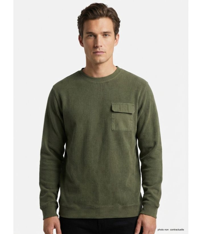 Sweat Homme Ledertys Kaki avec Poche et Renforts (Réf. LY0707)