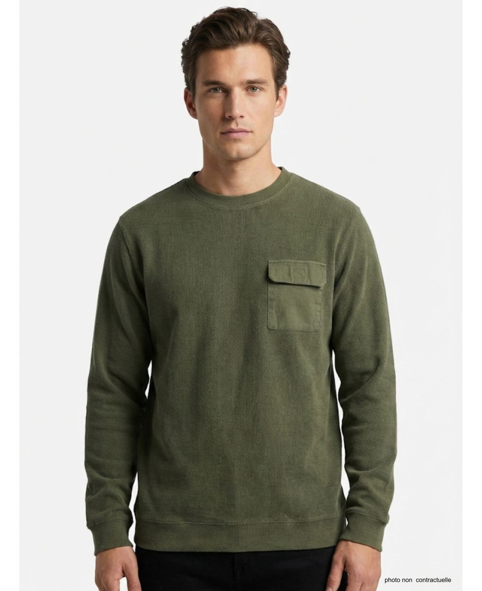 Sweat Homme Ledertys Kaki avec Poche et Renforts (Réf. LY0707)