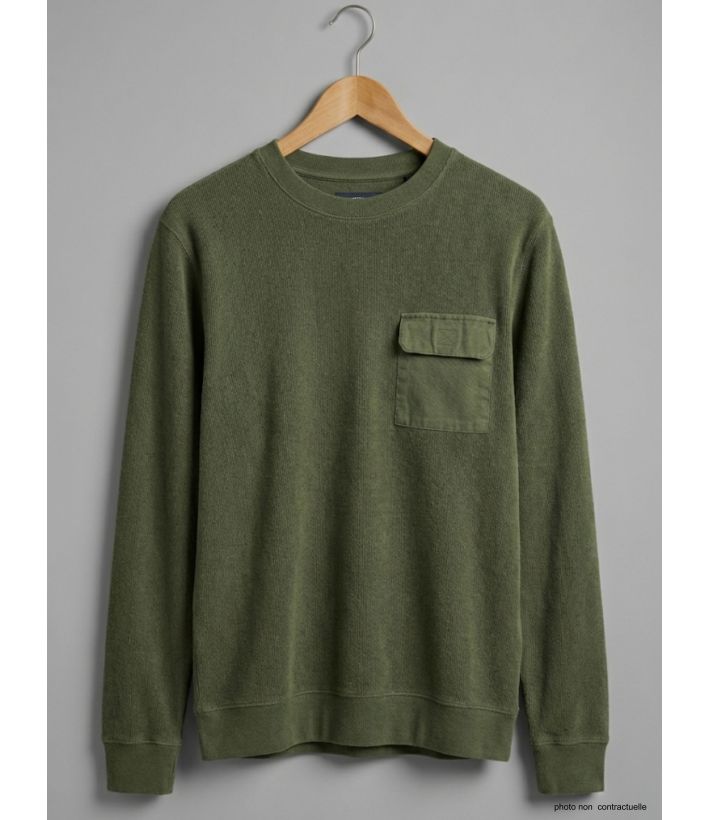 Sweat Homme Ledertys Kaki avec Poche et Renforts (Réf. LY0707)