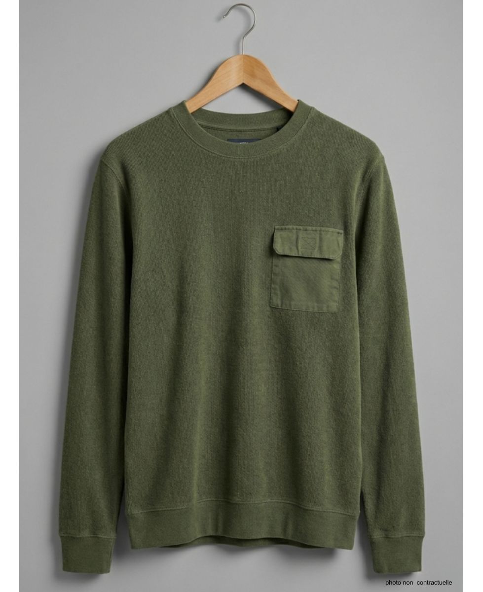 Sweat Homme Ledertys Kaki avec Poche et Renforts (Réf. LY0707)