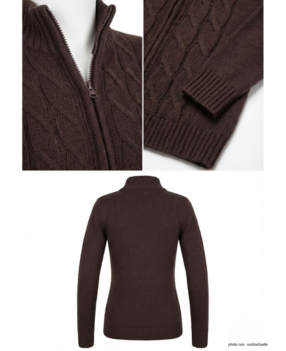 Cardigan Zippé Femme "Grande Taille" Samy1GT Choco