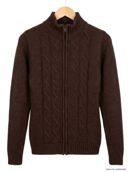 Cardigan Zippé Femme "Grande Taille" Samy1GT Choco