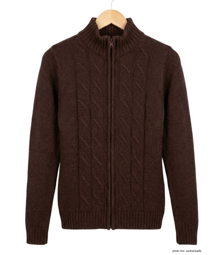 Cardigan Zippé Femme "Grande Taille" Samy1GT Choco