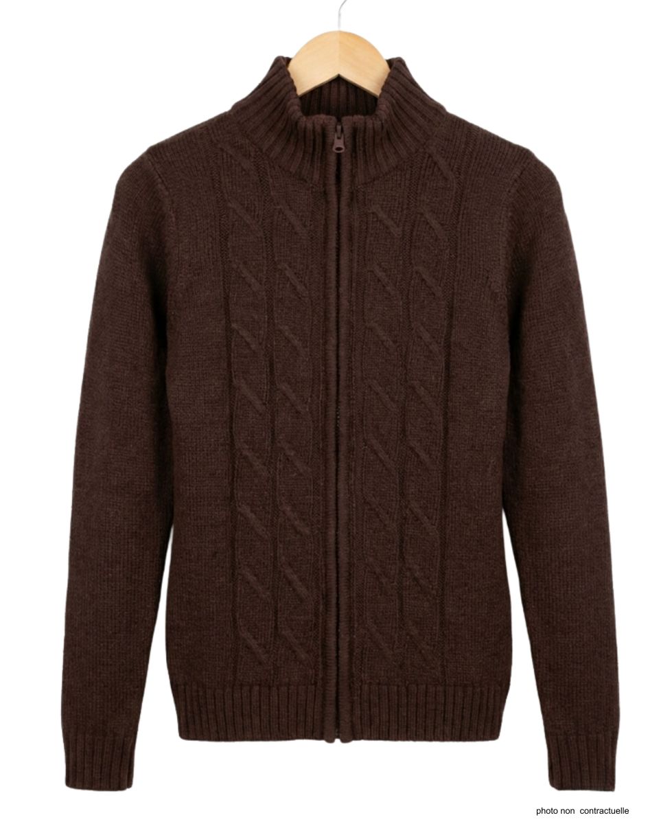 Cardigan Zippé Femme "Grande Taille" Samy1GT Choco