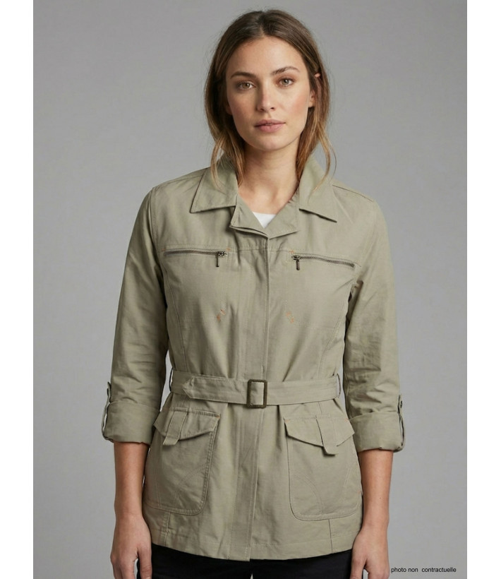 Veste Saharienne Rando Femme Ogalo Fougère - Coloris Lichen (Beige Kaki)