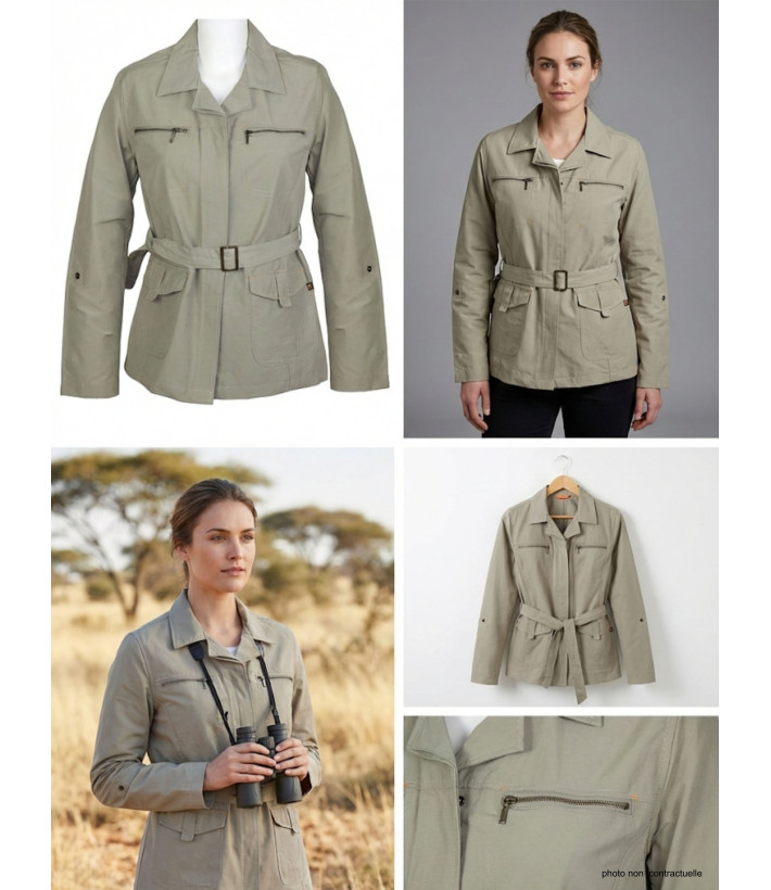 Veste Saharienne Rando Femme Ogalo Fougère - Coloris Lichen (Beige Kaki)