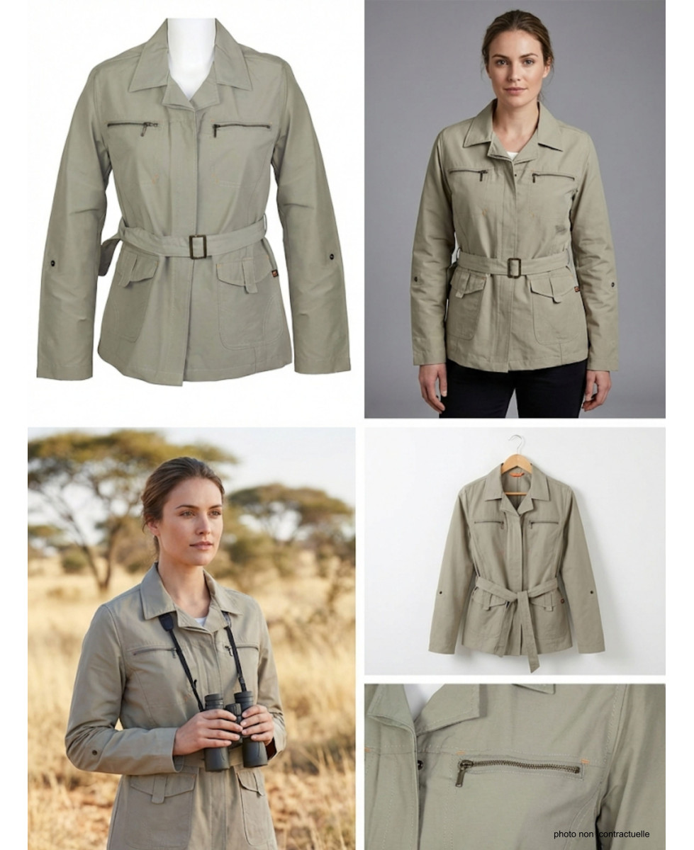 Veste Saharienne Rando Femme Ogalo Fougère - Coloris Lichen (Beige Kaki)