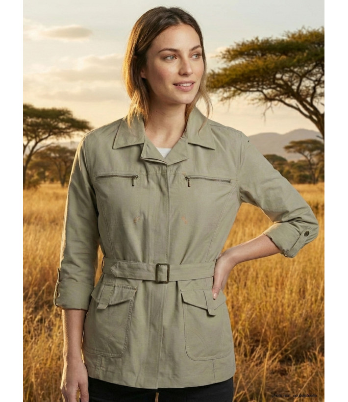 Veste Saharienne Rando Femme Ogalo Fougère - Coloris Lichen (Beige Kaki)