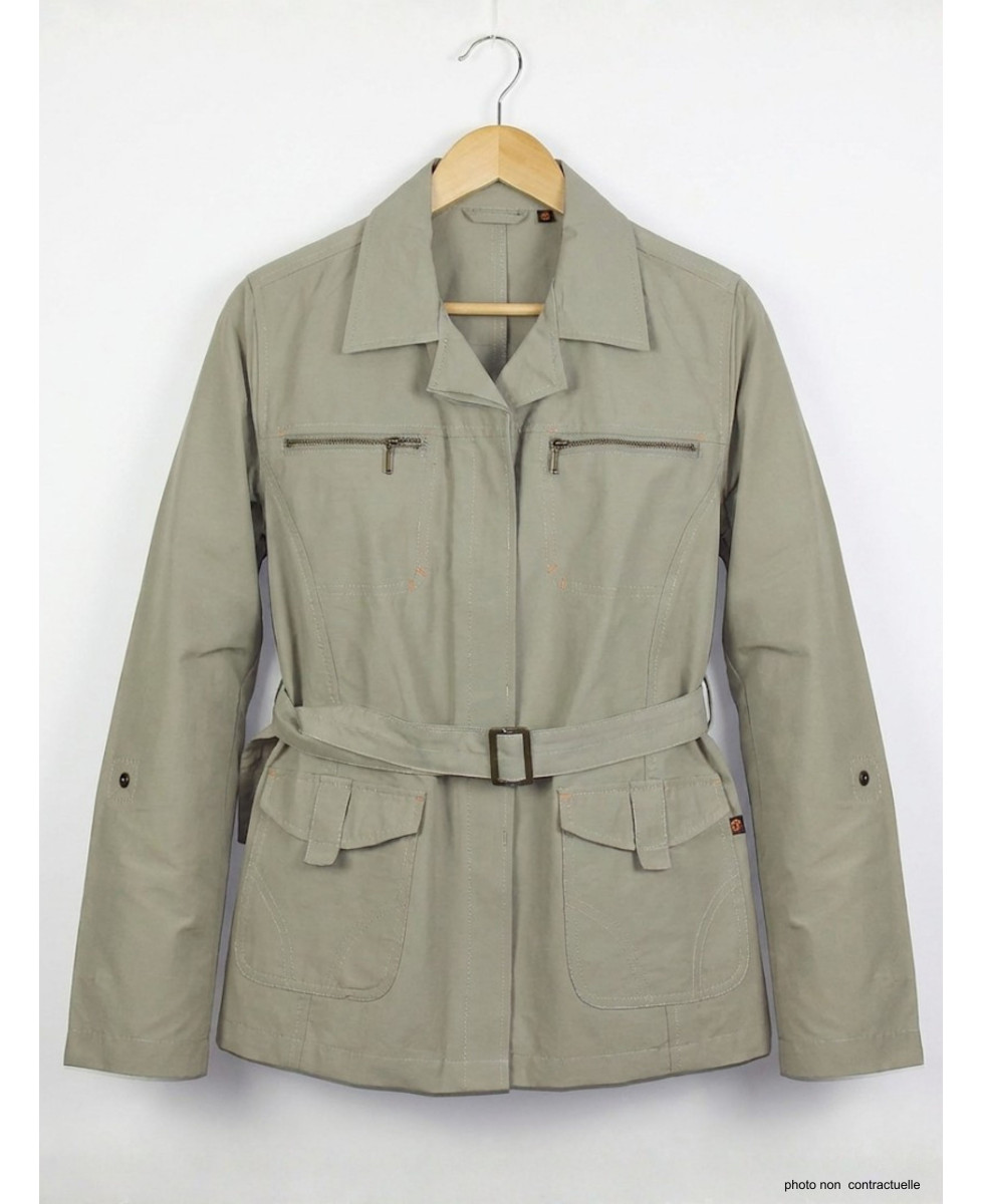 Veste Saharienne Rando Femme Ogalo Fougère - Coloris Lichen (Beige Kaki)