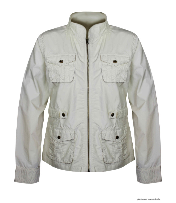 Veste Saharienne Zippée Femme Sable (AE1165SA) - 100% Coton