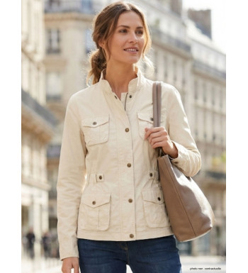 Veste Saharienne Zippée Femme Sable (AE1165SA) - 100% Coton