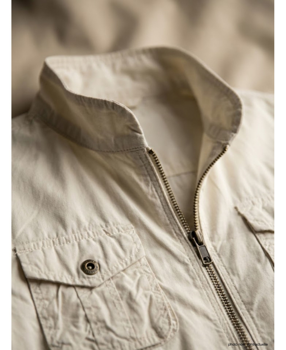 Veste Saharienne Zippée Femme Sable (AE1165SA) - 100% Coton