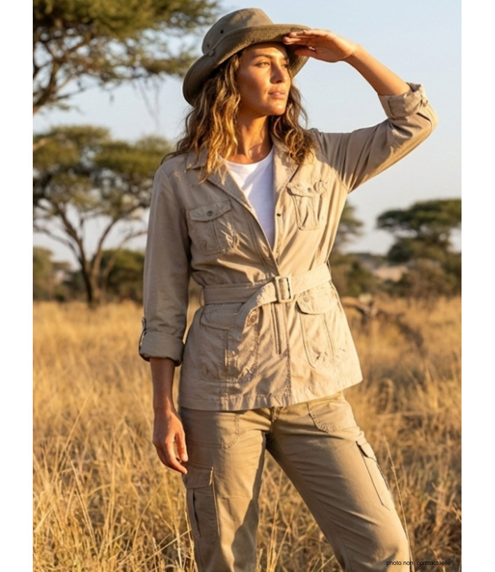 Veste Saharienne Rando Femme Sicile Beige - Nylon Léger